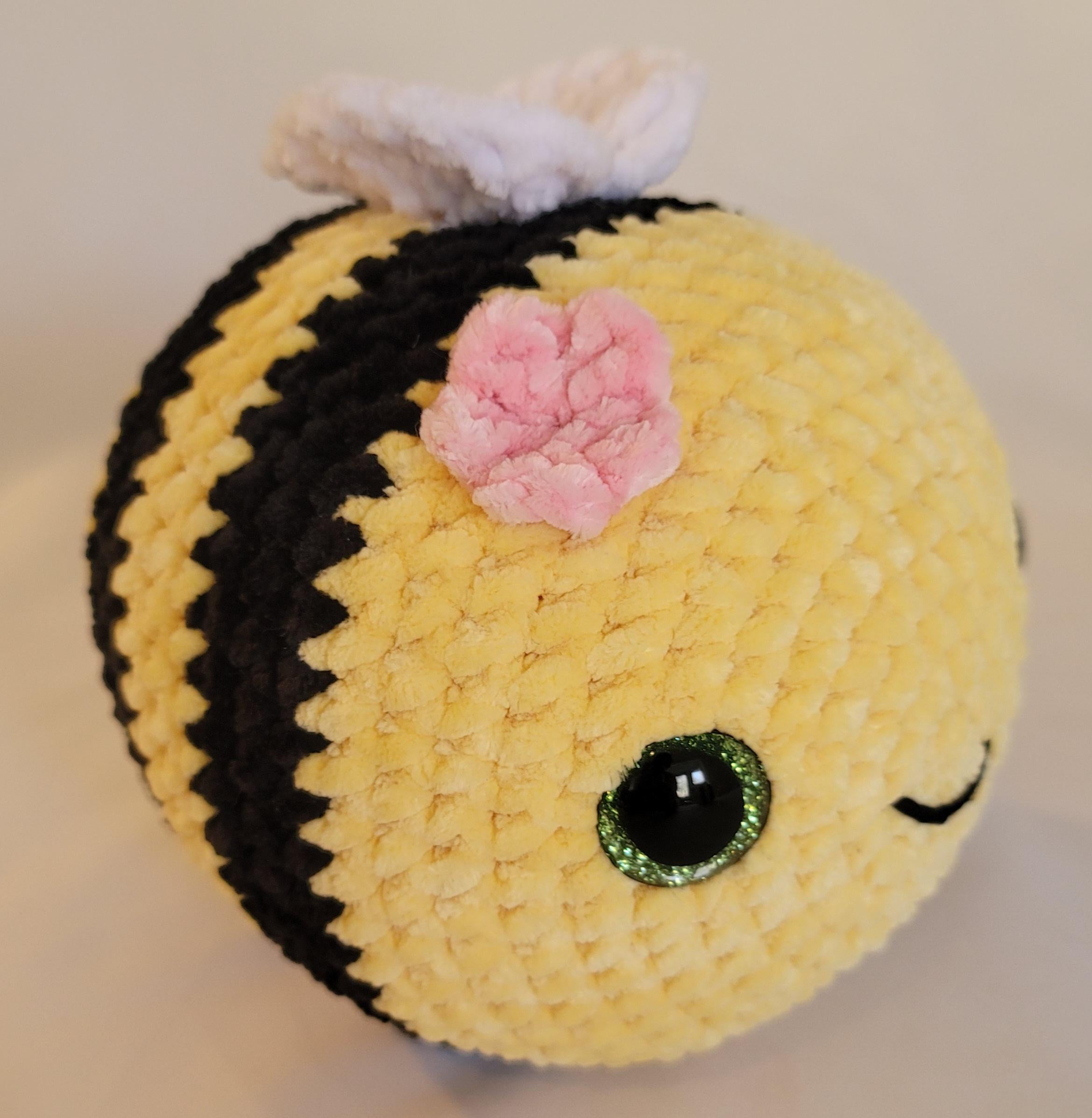 Yellow and Black Bee with Small White Wings