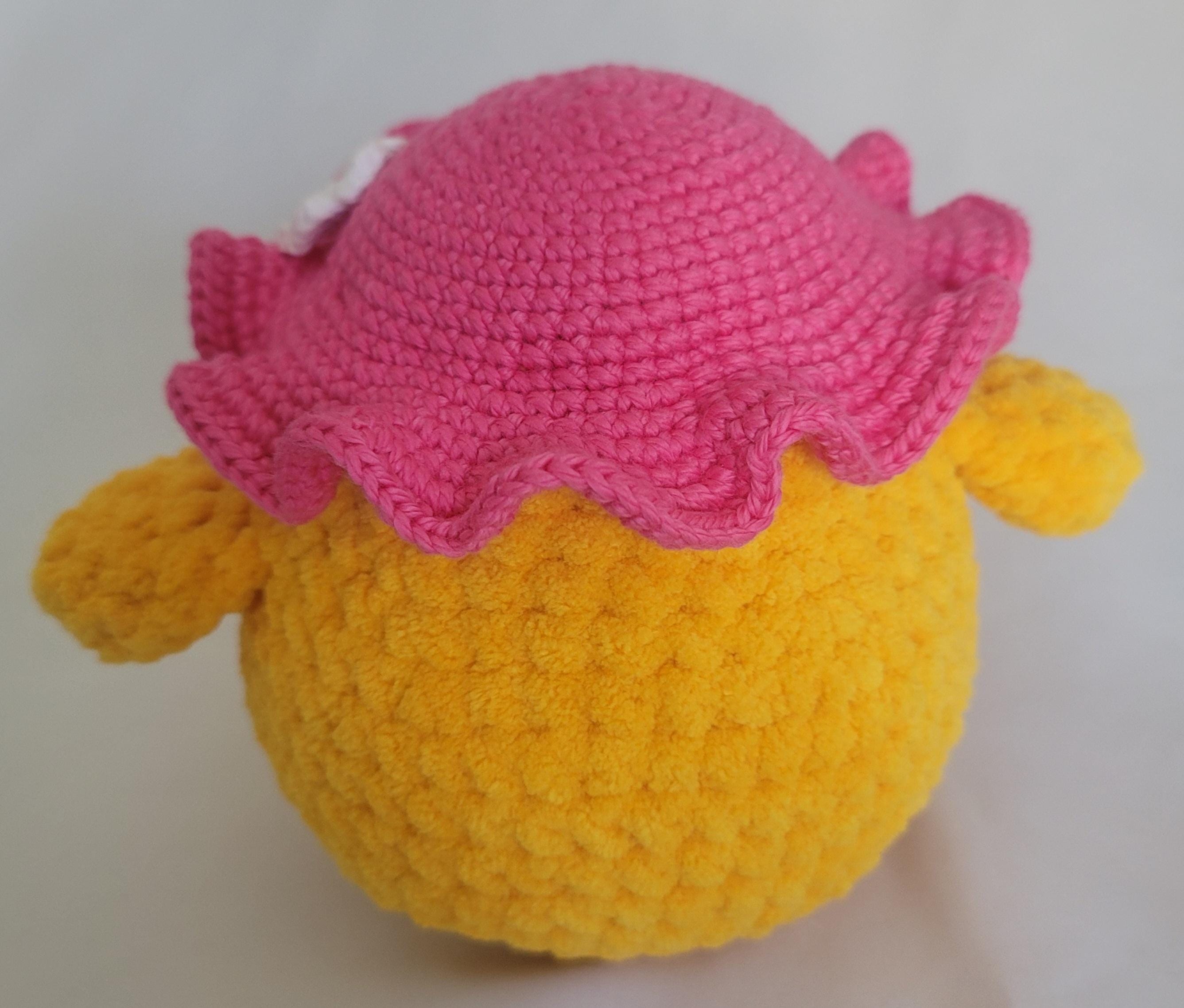Yellow Chubby Chicken with Fuchsia Colored Hat