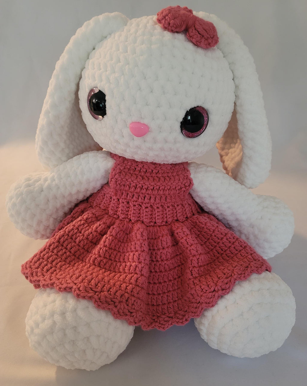 White Bunny with Rose Dress