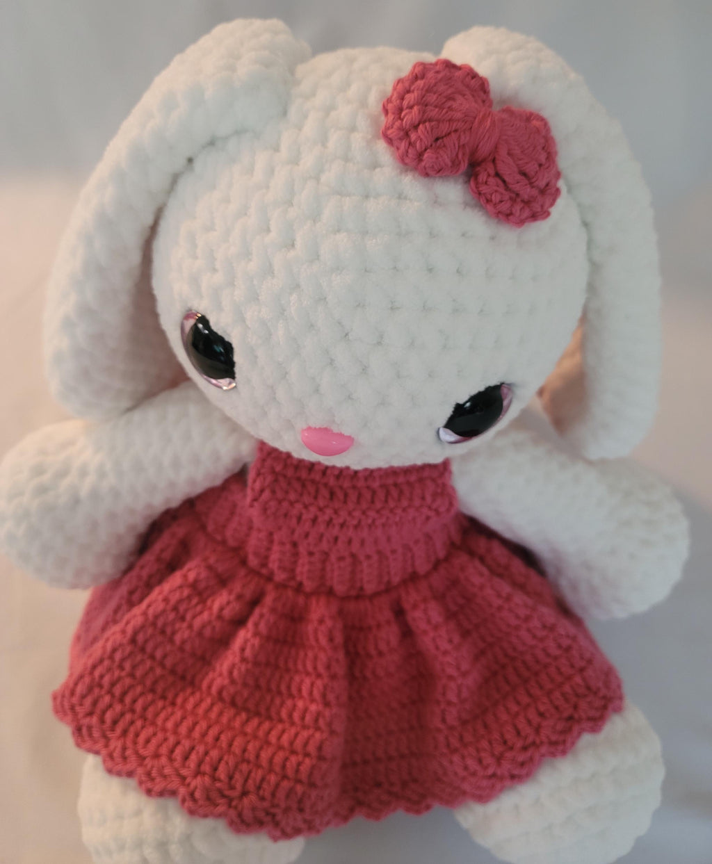 White Bunny with Rose Dress