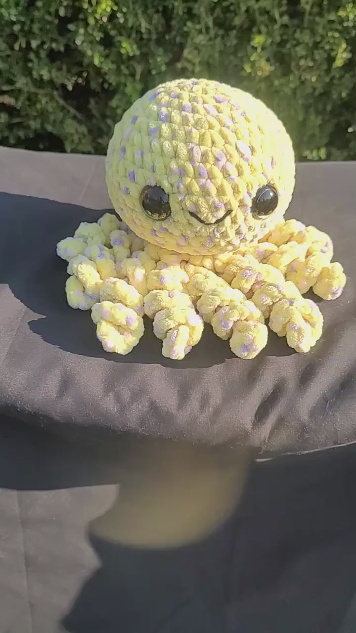 Crochet Octopus Plushie: Handmade Amigurumi Toy - Colors - Yellow, Purple, and Pink