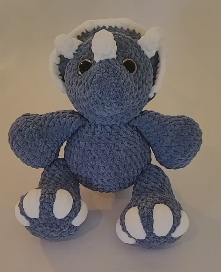 Blue and White Triceratops