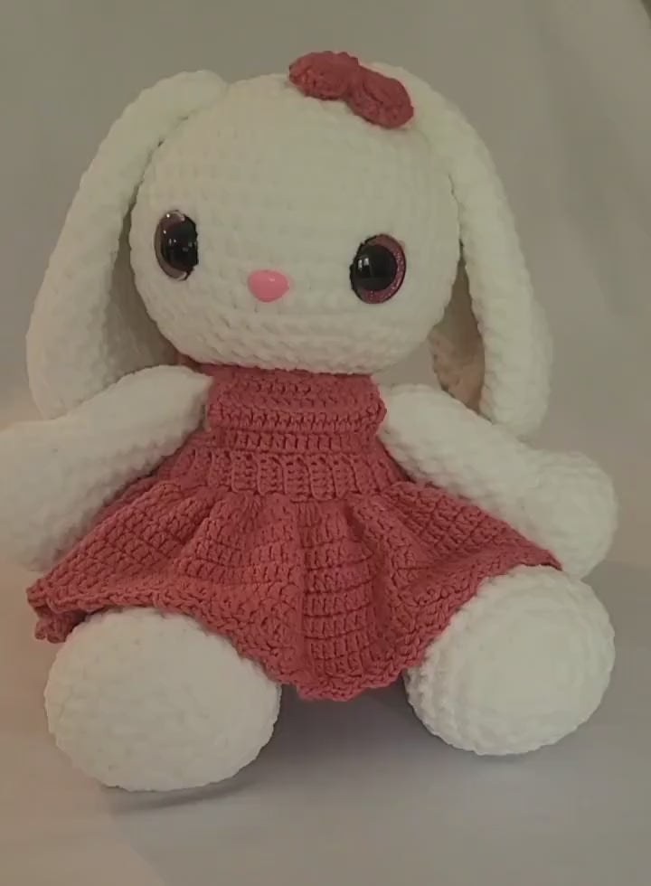 White Bunny with Rose Dress