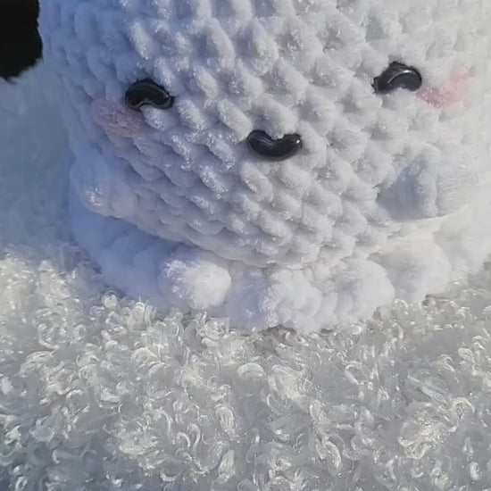 Cute Crochet Ghosts – Handmade White Ghosts with Little Arms, Rosy Cheeks, Blue, Black Eyes and adorable smiles
