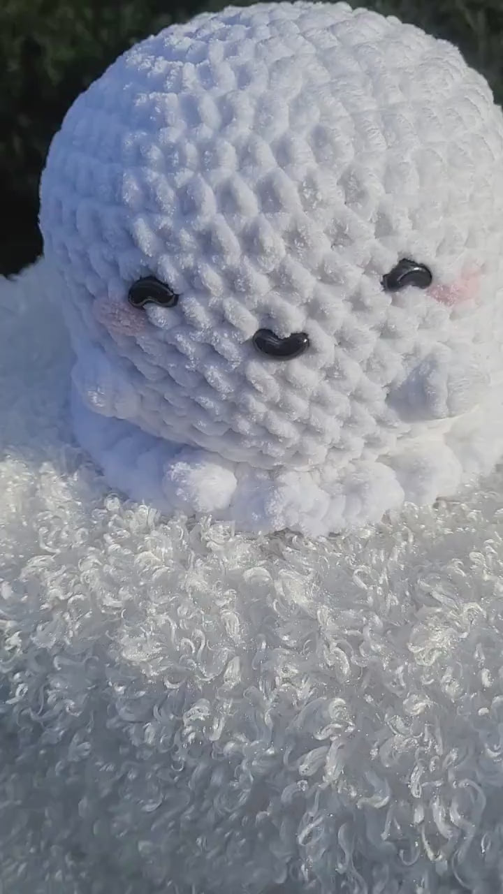 Cute Crochet Ghosts – Handmade White Ghosts with Little Arms, Rosy Cheeks, Blue, Black Eyes and adorable smiles