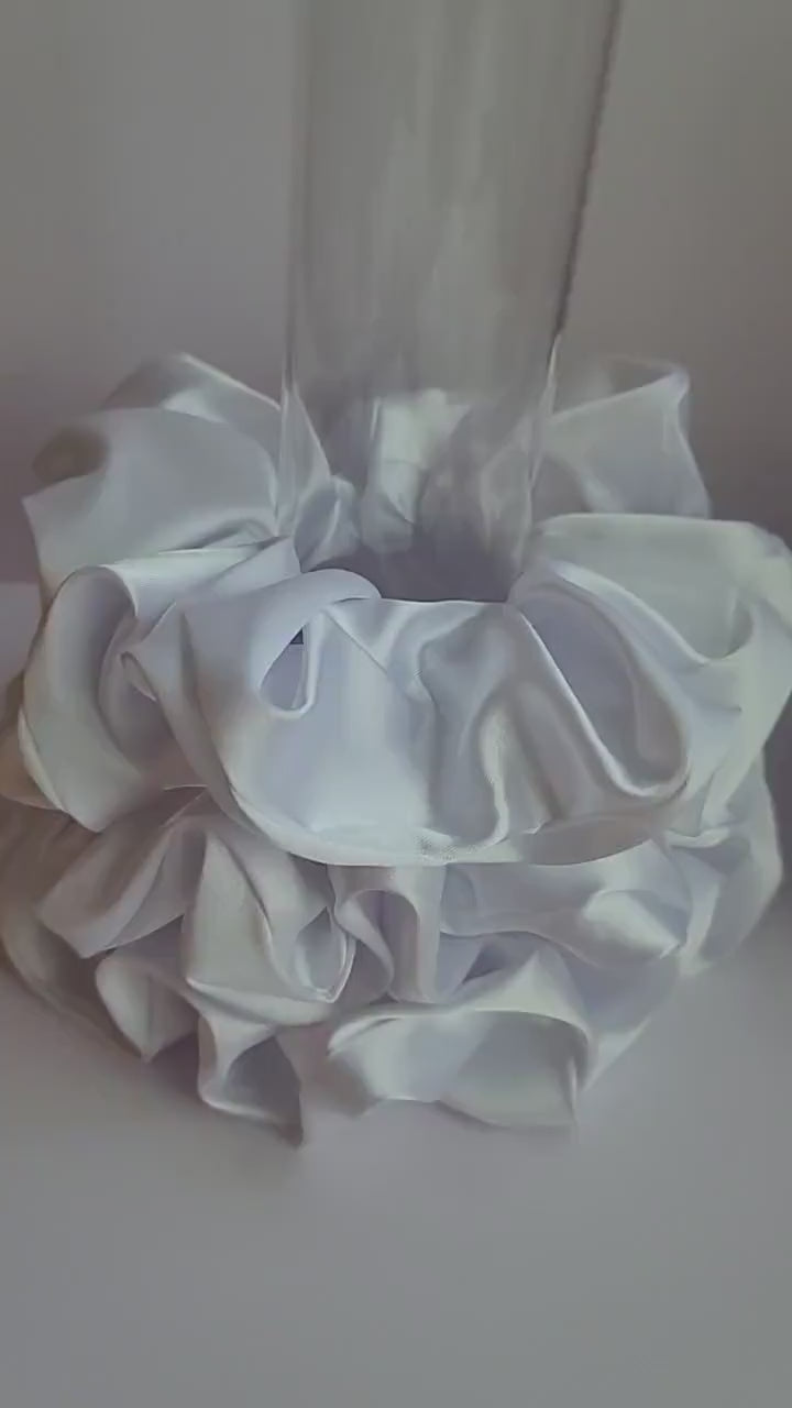 Sewn Scrunchies: White Satin, Black Satin, and Beige Satin