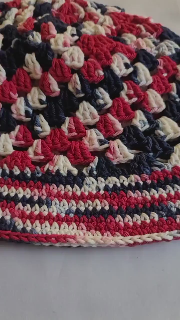 Red, White, Blue, and Pink Festive Crochet Hat