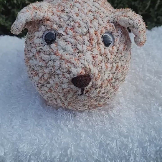 Adorable White, Brown & Orange Dog Plushie with a Sweet Smile.