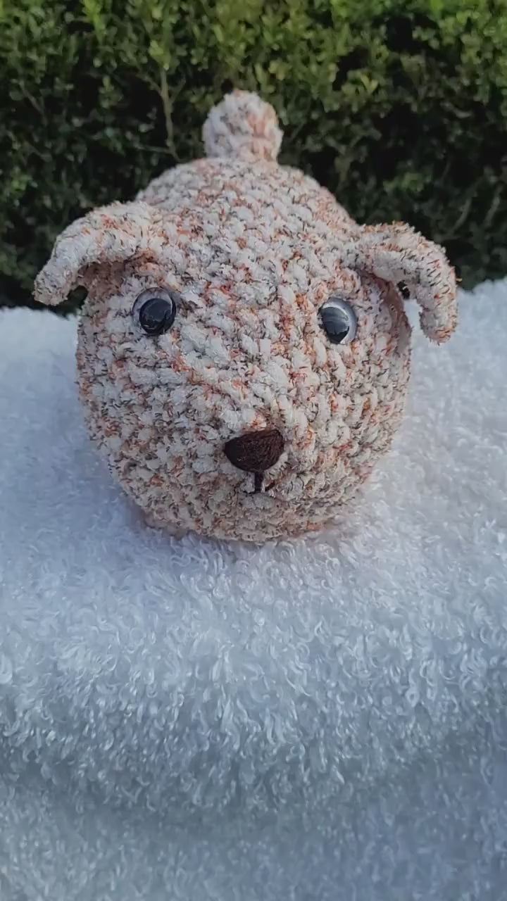 Adorable White, Brown & Orange Dog Plushie with a Sweet Smile.