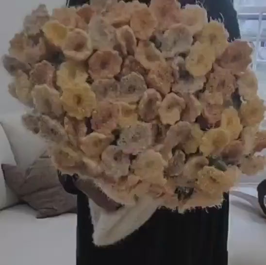 Crochet Beige & Honey-Colored Lily Bouquet Blanket