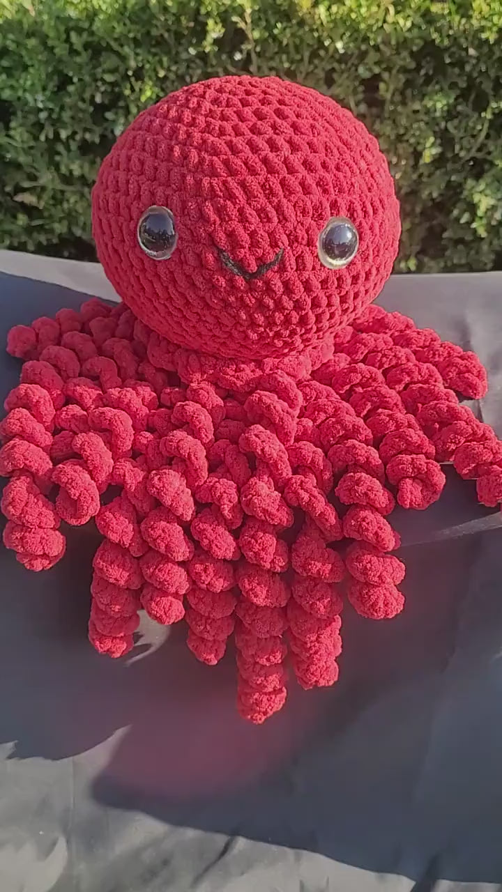 Handmade Red Crochet Jellyfish: Amigurumi Sea Creature